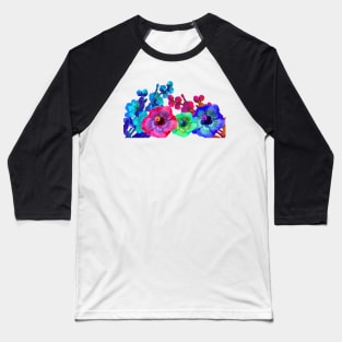 Artistic Design Flowers Baseball T-Shirt